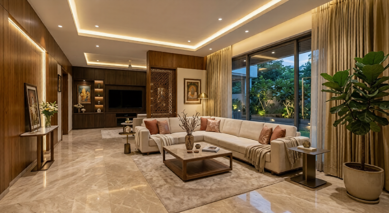 Premium Living Room Interior Design India